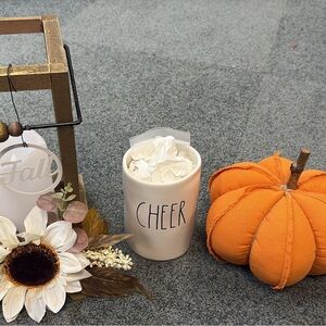 Cheer Mug with Orange Pumpkin Decor